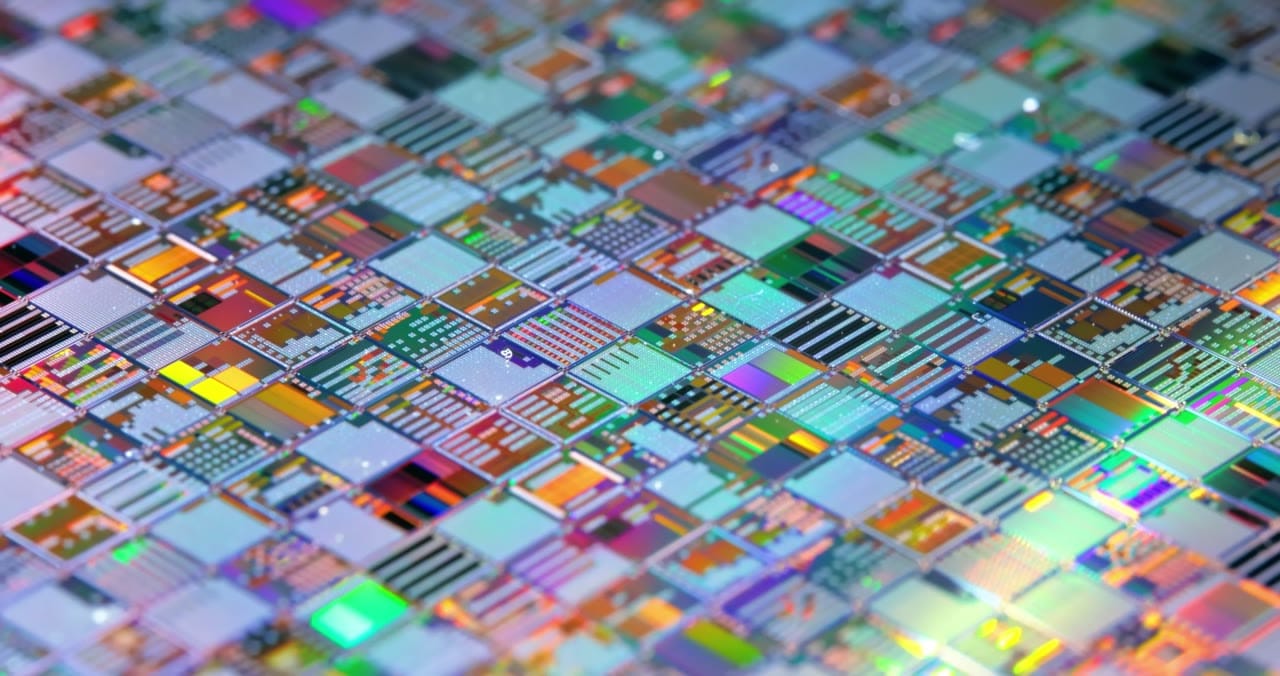 A close-up of semiconductor components representing Polar Performance Materials applications